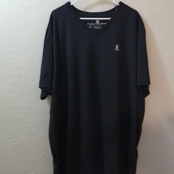 Psycho Bunny Men’s 3XL Black V-Neck T-Shirt – 100% Pima Cotton – Embroidered Log - Picture 2 of 4